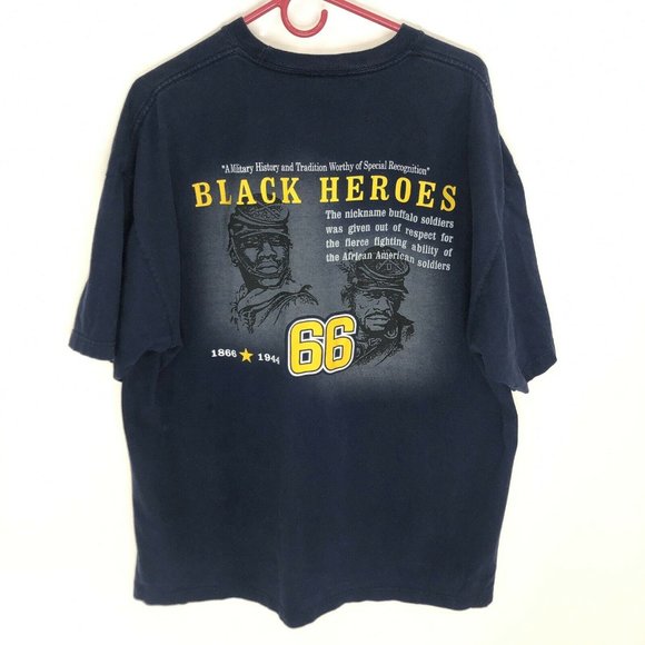 BUFFALO SOLDIERS T-shirt XL Blue Vintage Double - Picture 2 of 3